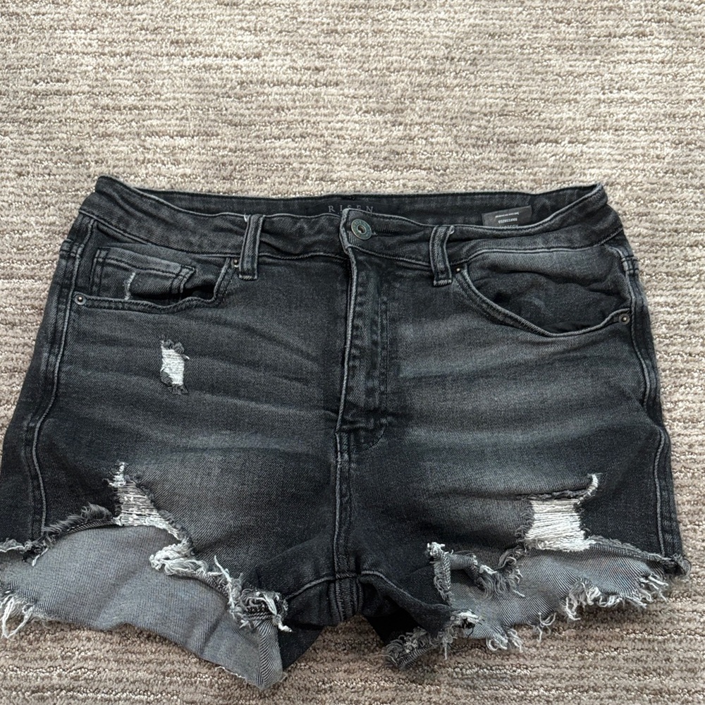 Edgy Black Distressed Denim Shorts